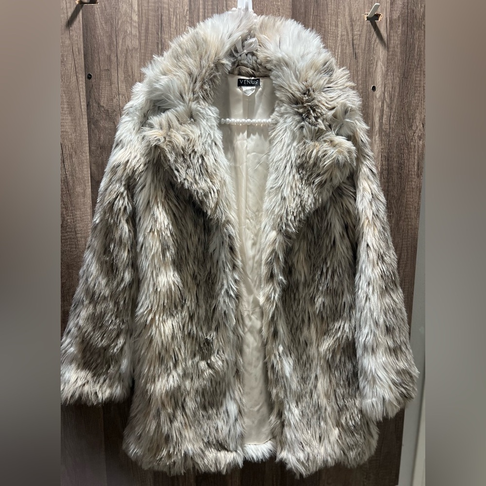 Women's Soft Fur Coat Jacket Cream white Womens Small 38 Vintage Style - Picture 3 of 12